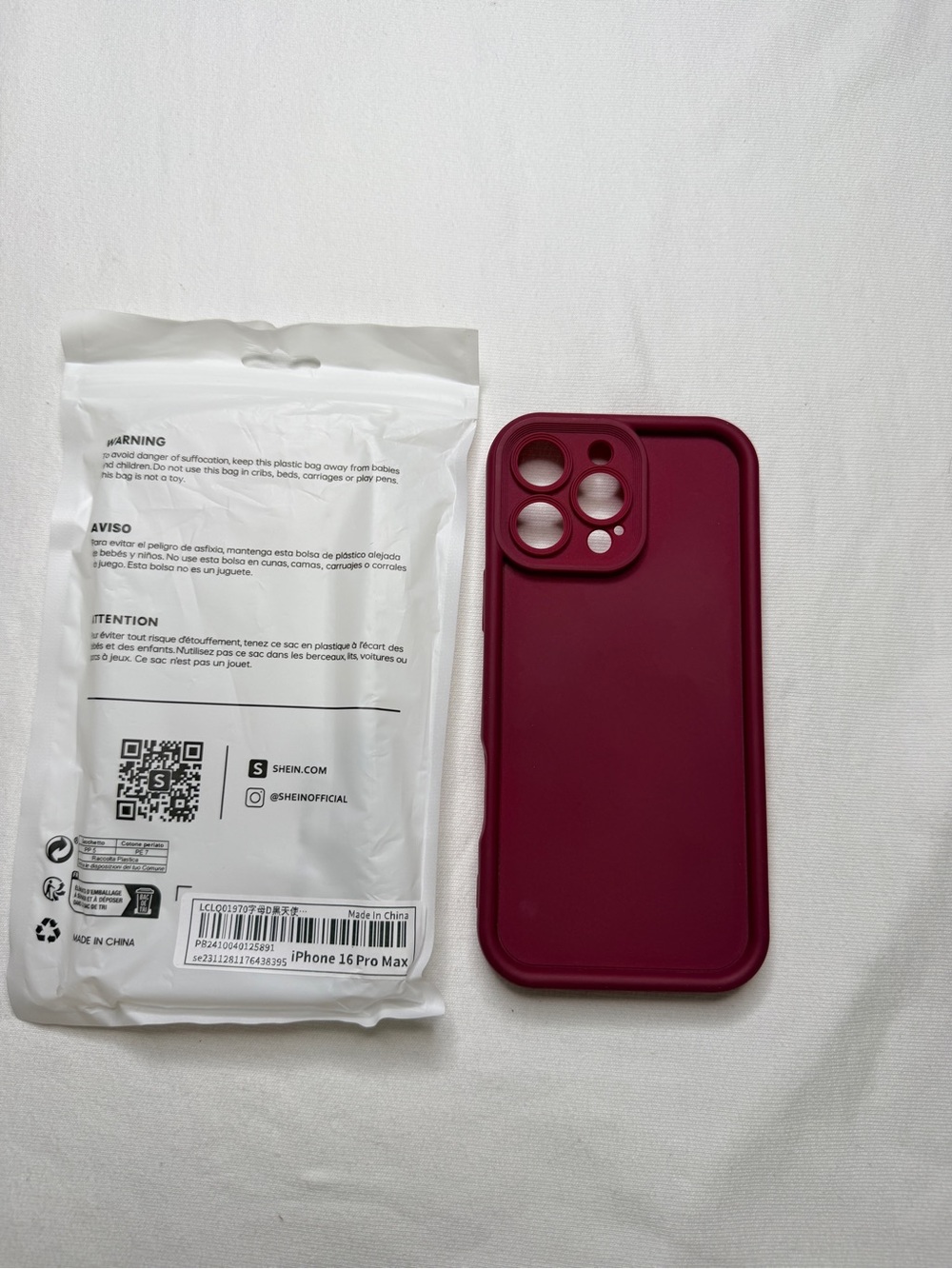 SHEIN Wine Red iPhone 16 Pro Max Soft-Touch Case